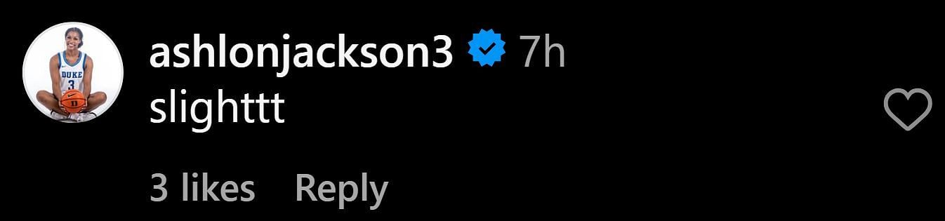 Jackson commented on Instagram (@dukewbb/IG)